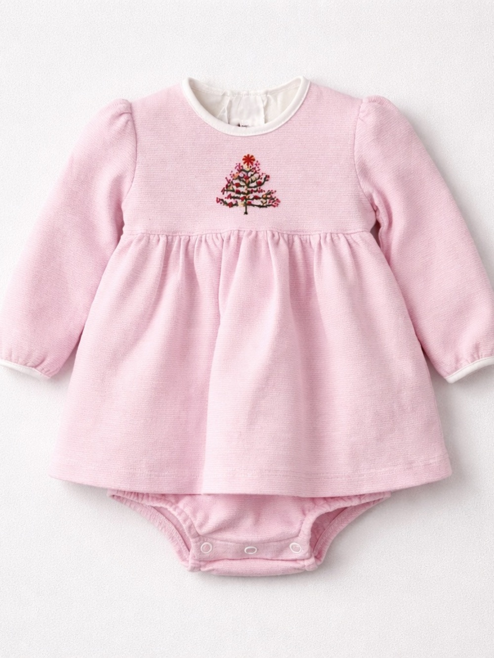 Squiggles by Charlie Pink and white stripe onesie long sleeve embroidered dress